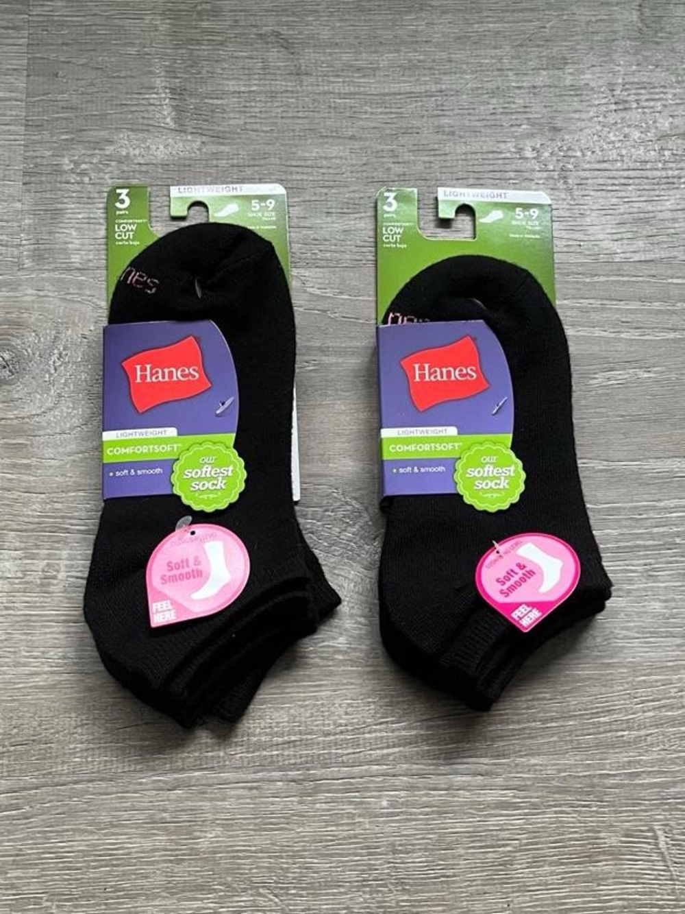 NWT Hanes women’s 6 pairs black lightweight low cut socks